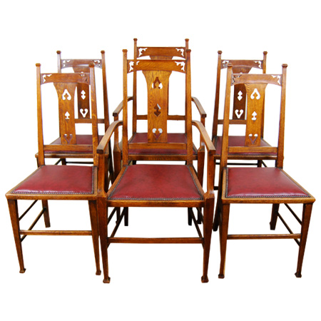 Liberty style Arts & Crafts oak dining chairs - The Sitting Place