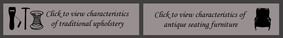 Period links - Clickable buttons for viewing more information on traditional upholstery and types of antique seating furniture