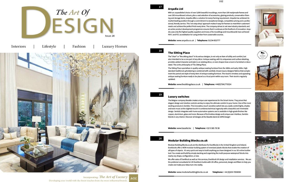 The Sitting Place® has featured in The Art of Design Issue 28 - 2017