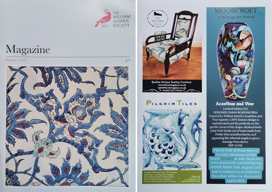 Advert of The Sitting Place® in The William Morris Society Magazine Summer 2023